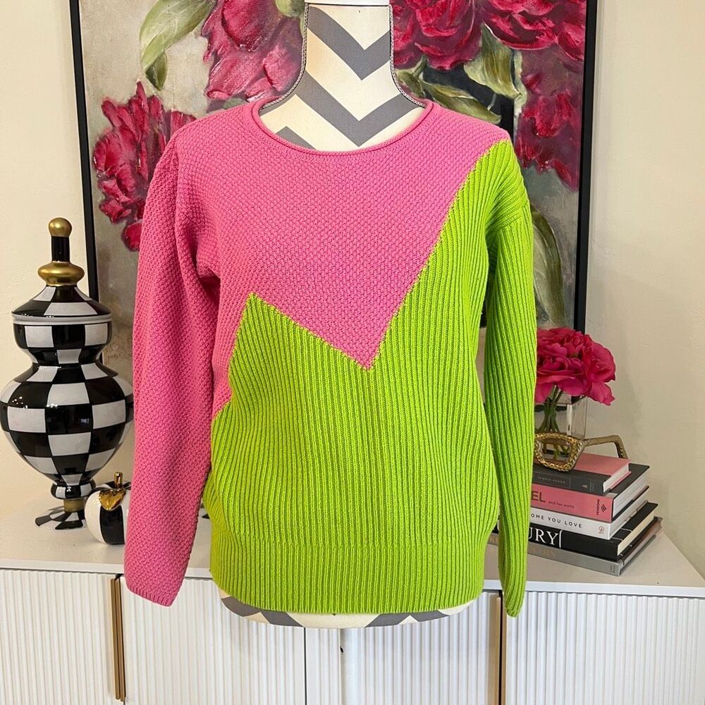 Victor Glemaud x Target Womens Colorblock Knit Pullover Sweater Pink Green Small